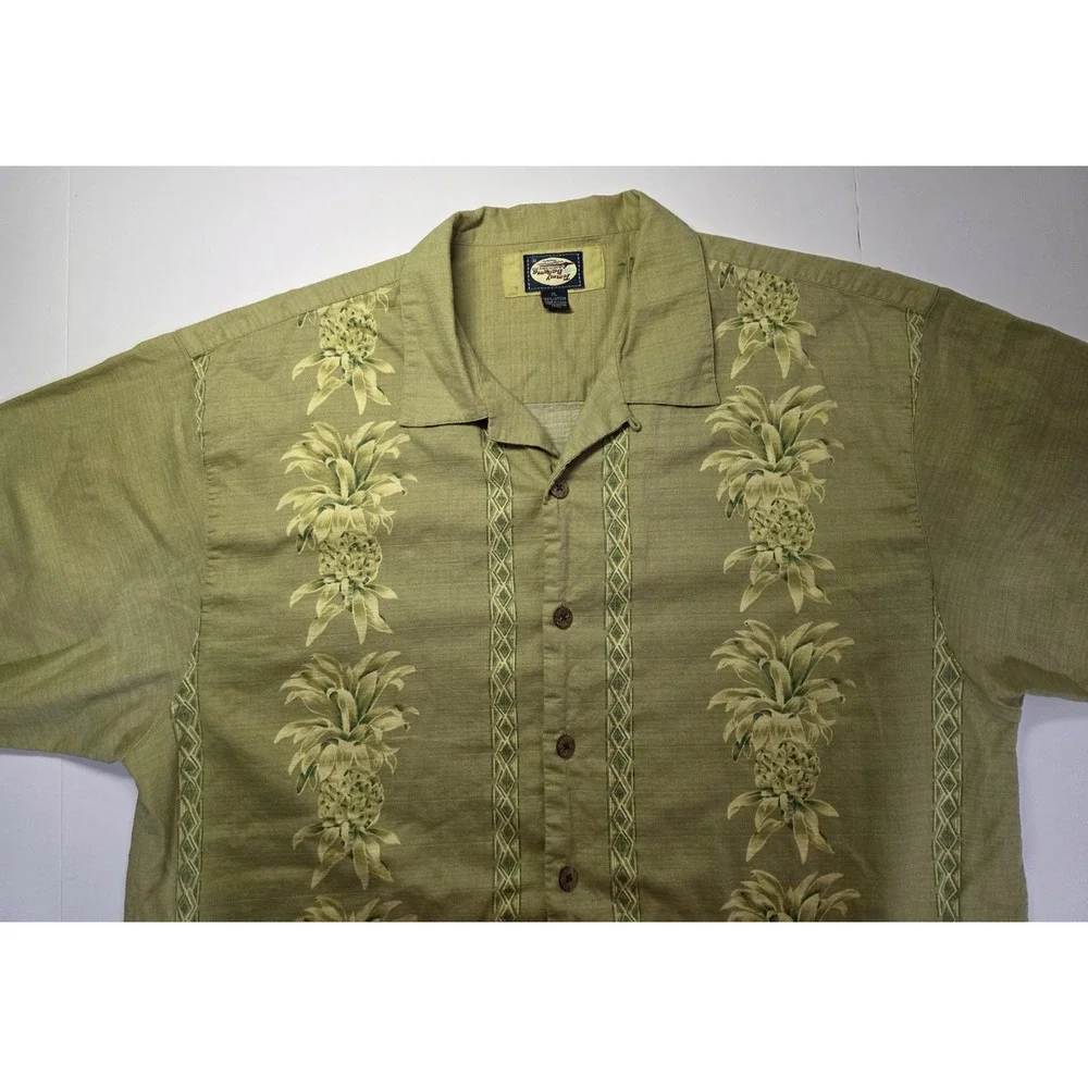 Tommy Bahama‎ Hawaiian Camp Shirt Green/Yellow Size XL Coconut Button - Picture 4 of 11